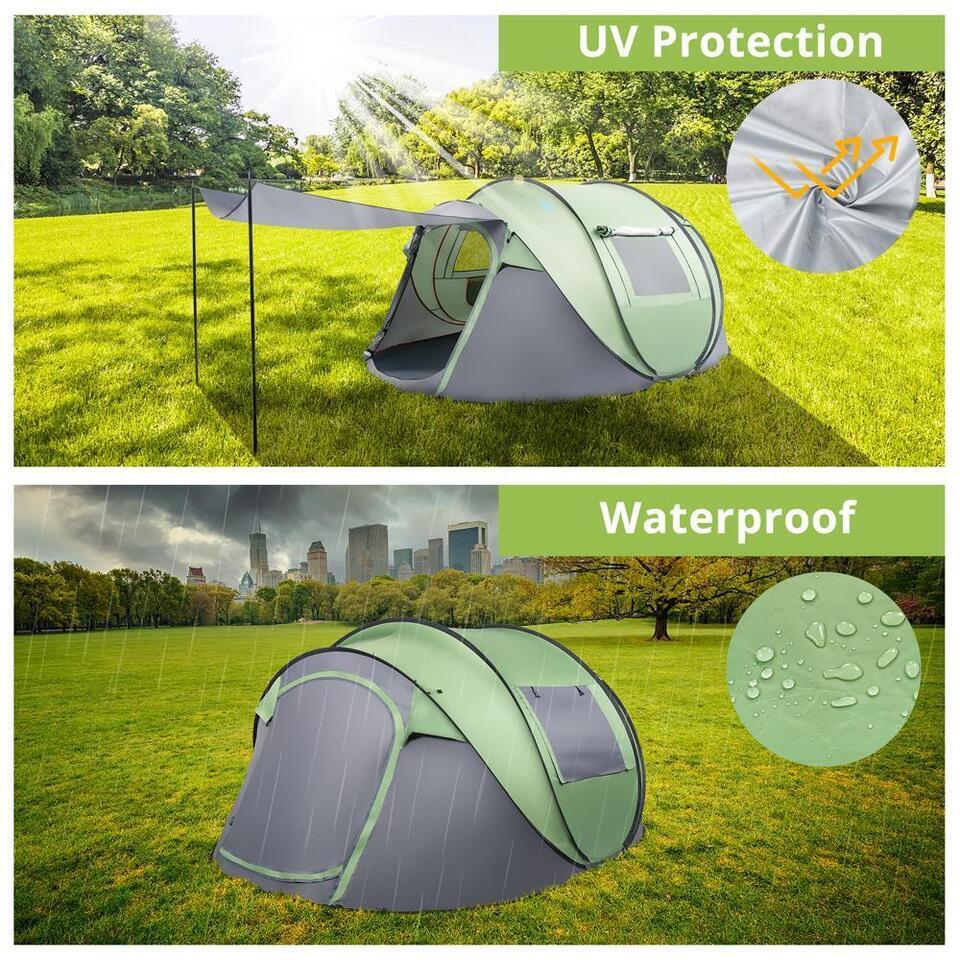 4 Person Pop Up Camping Tent - Waterproof and  Automatic Instant Setup