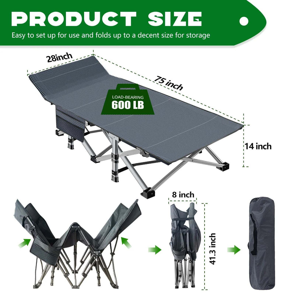 Camping Cot - Portable Folding Outdoor Bed for Adults and Kids