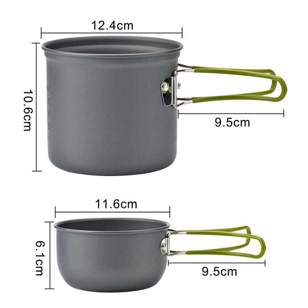 Ultralight Portable Picnic Cookware Set - Outdoor Pot Pan,  Stove Set with Piezo Ignition & Cookware